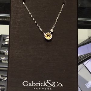 Gabriel & co silver citrine diamond necklace new